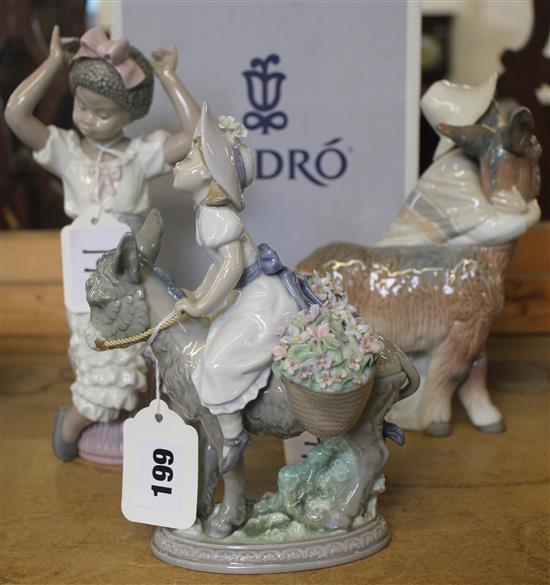 Four Lladro figures, Surprise (boxed), Platero and Marcelino, Look at Me & Rhumba